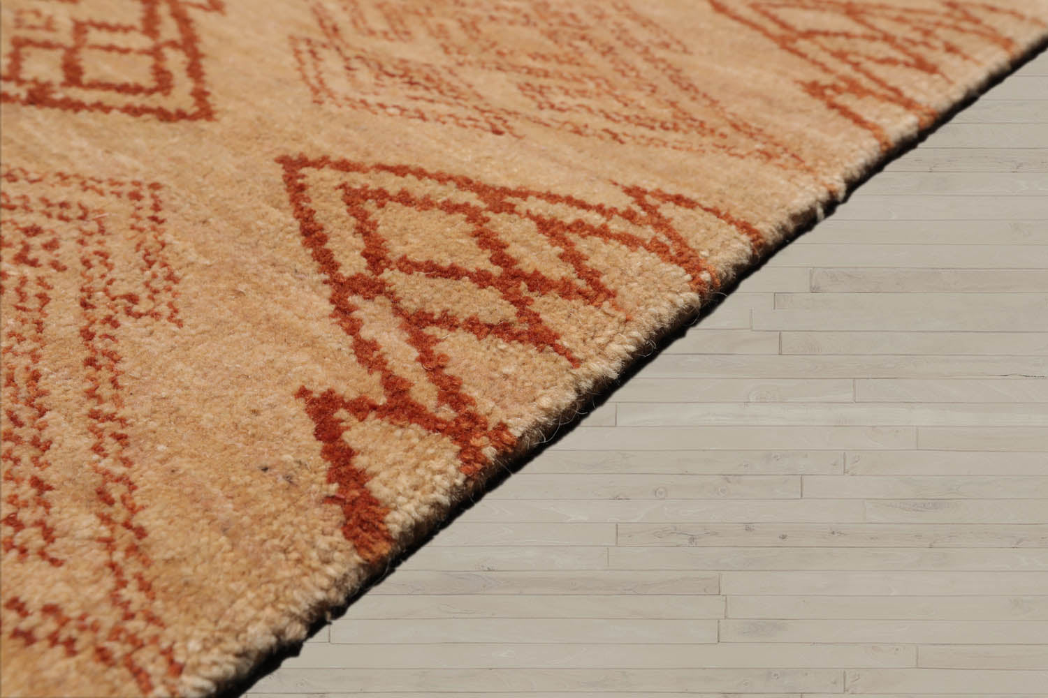 8x10 Tan, Caramel, Color Hand Knotted  100% Wool Transitional Oriental Rug