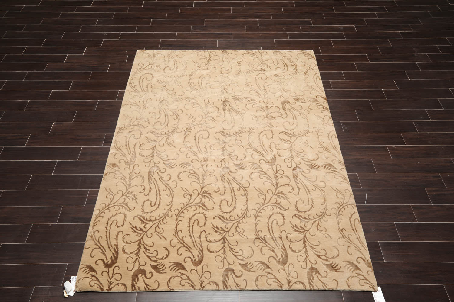 6x9 Beige, Brown, Color Hand Knotted  100% Wool Transitional Oriental Rug