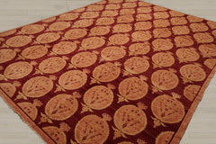 9x12 Rust, Peach, Light Gold Color Hand Knotted  100% Wool Transitional Oriental Rug
