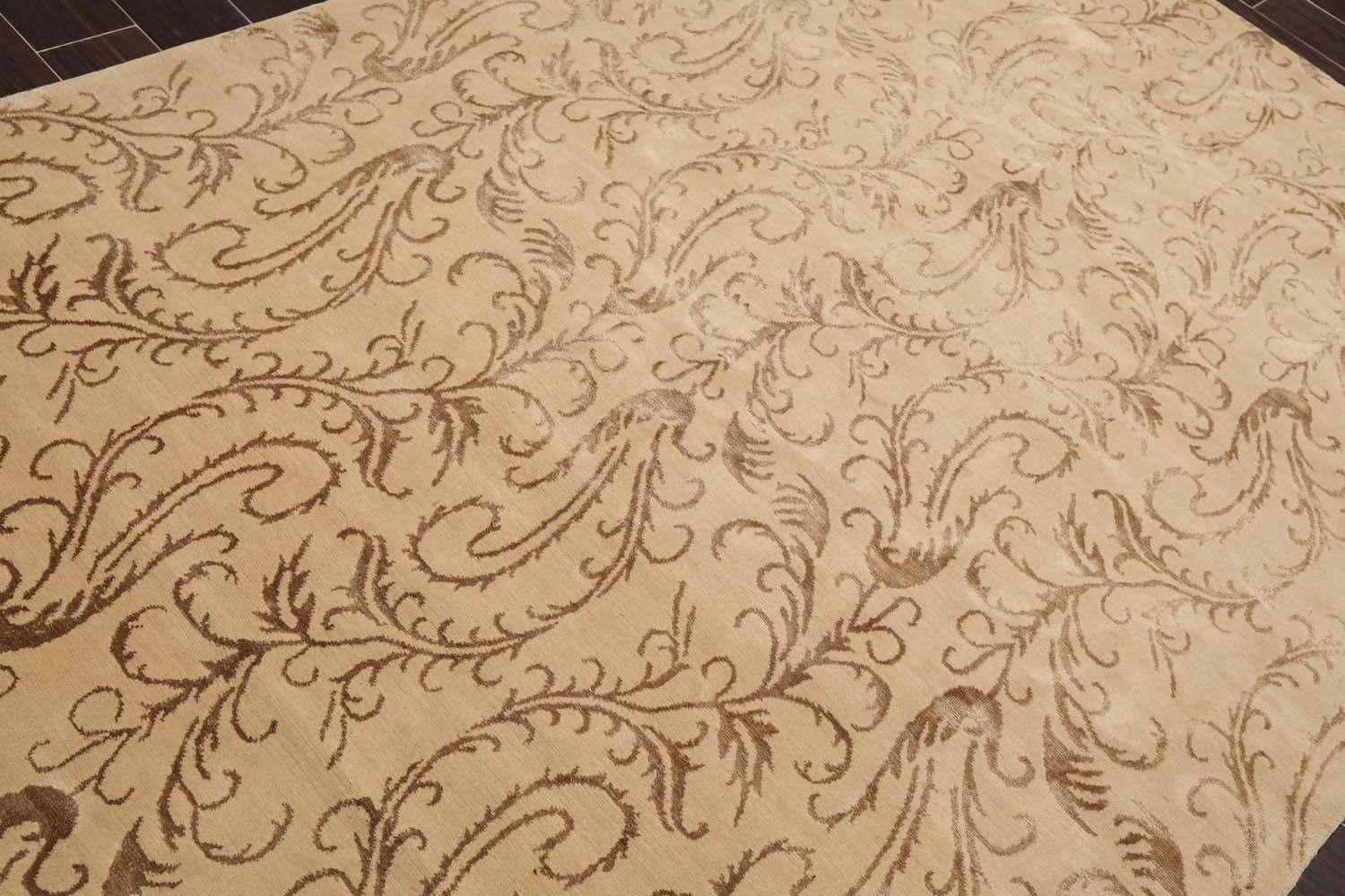 6x9 Beige, Brown, Color Hand Knotted  100% Wool Transitional Oriental Rug