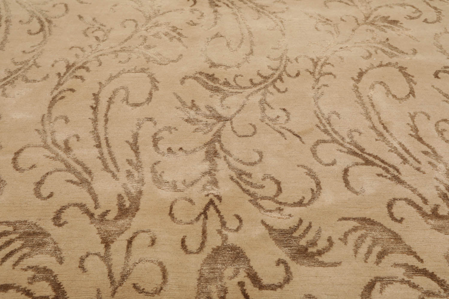 6x9 Beige, Brown, Color Hand Knotted  100% Wool Transitional Oriental Rug