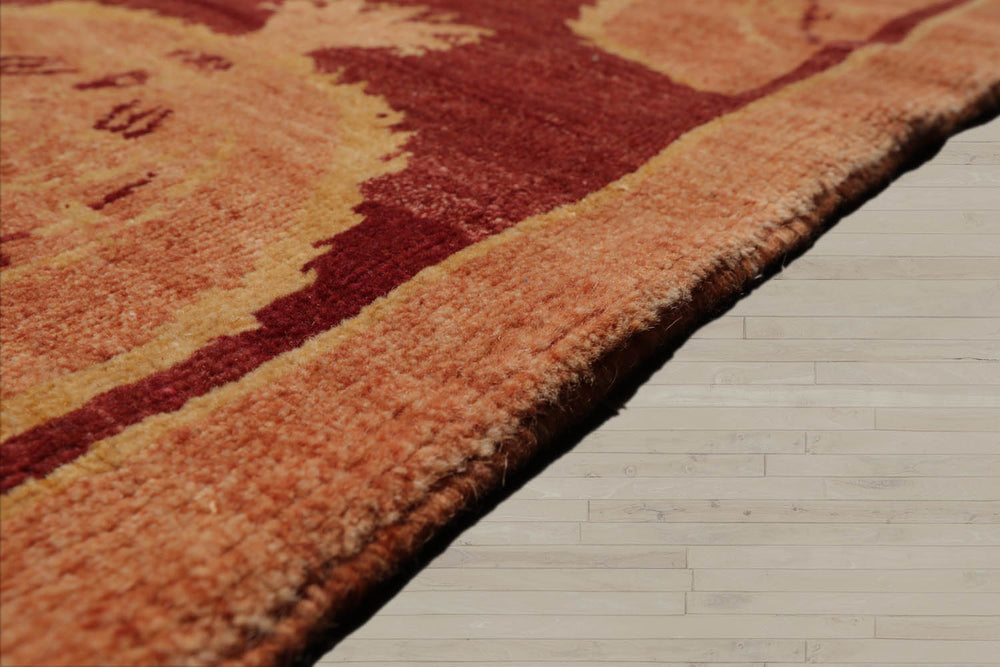9x12 Rust, Peach, Light Gold Color Hand Knotted  100% Wool Transitional Oriental Rug