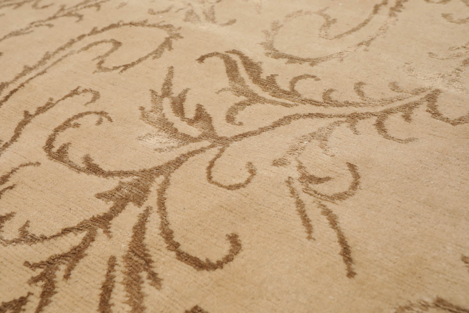 6x9 Beige, Brown, Color Hand Knotted  100% Wool Transitional Oriental Rug