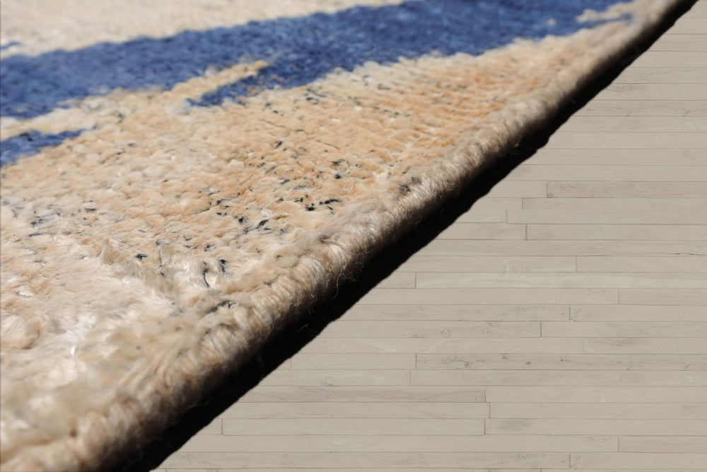 10x14 Beige, Ivory, Blue Color Hand Knotted Tibetan 100% Wool Modern Oriental Rug