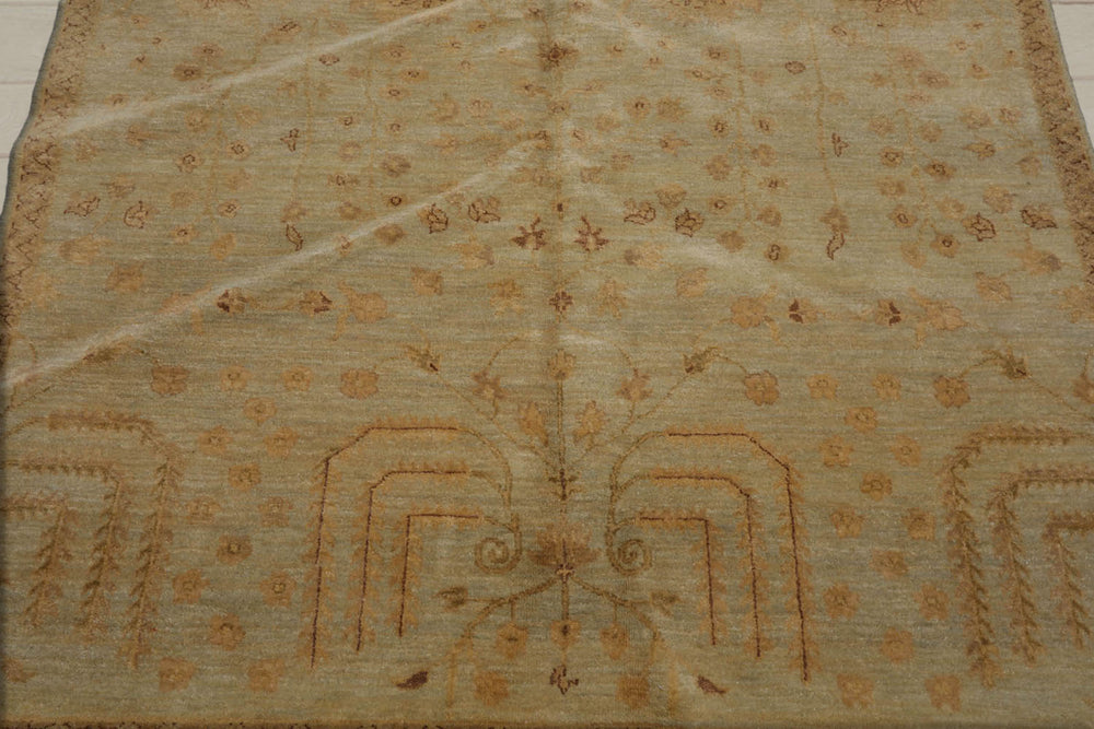 5x8 Moss, Gold, Brown Color Hand Knotted  100% Wool Transitional Oriental Rug