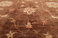 8x10 Brown, Beige, Coral Color Hand Knotted Peshawar 100% Wool Traditional Oriental Rug