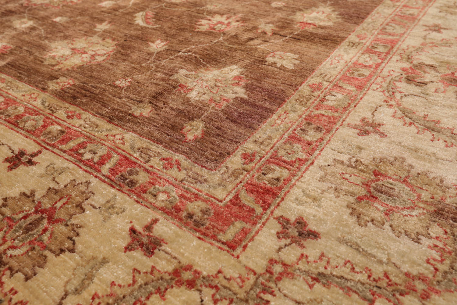 8x10 Brown, Beige, Coral Color Hand Knotted Peshawar 100% Wool Traditional Oriental Rug
