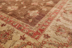 8x10 Brown, Beige, Coral Color Hand Knotted Peshawar 100% Wool Traditional Oriental Rug