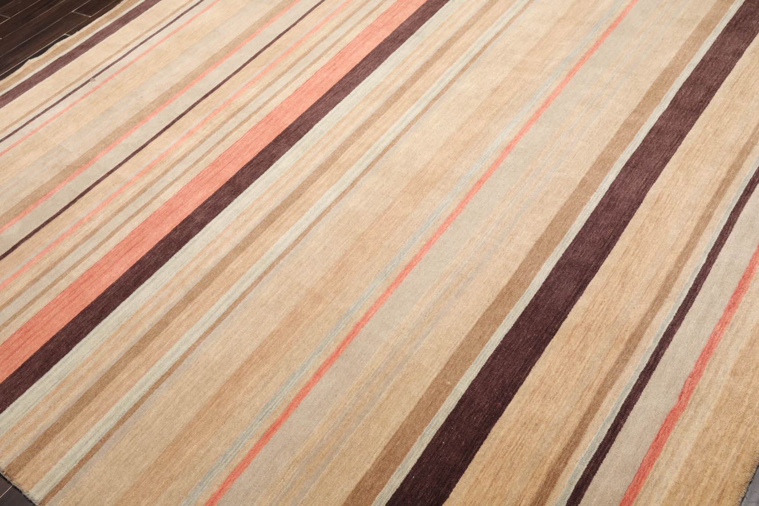 8x10 Beige, Tan, Coral Color Hand Knotted  100% Wool Modern Oriental Rug