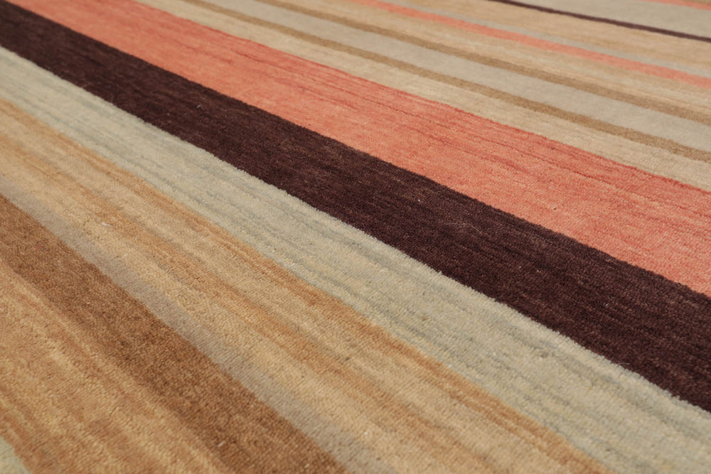 8x10 Beige, Tan, Coral Color Hand Knotted  100% Wool Modern Oriental Rug