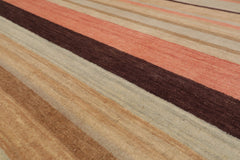 8x10 Beige, Tan, Coral Color Hand Knotted  100% Wool Modern Oriental Rug