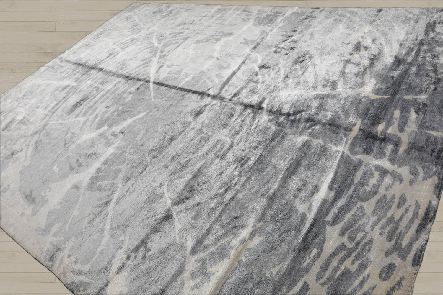 9x12 Tone on Tone Ash Gray, Ash Gray, Color Hand Knotted  100% Wool Modern Oriental Rug