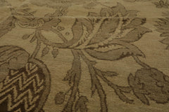 6x9 Olive Green, Moss, Color Hand Knotted  Wool & Silk Transitional Oriental Rug