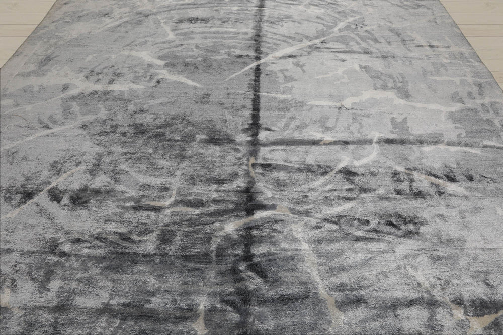 9x12 Tone on Tone Ash Gray, Ash Gray, Color Hand Knotted  100% Wool Modern Oriental Rug