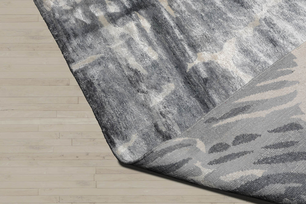 9x12 Tone on Tone Ash Gray, Ash Gray, Color Hand Knotted  100% Wool Modern Oriental Rug