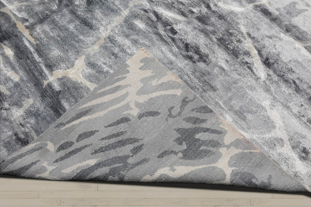 9x12 Tone on Tone Ash Gray, Ash Gray, Color Hand Knotted  100% Wool Modern Oriental Rug