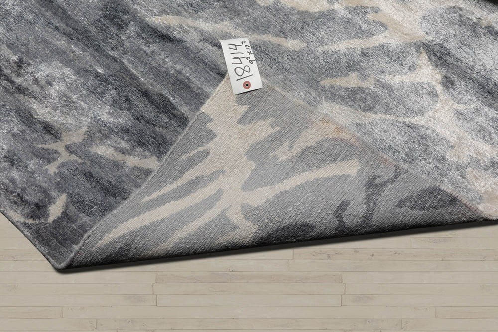 9x12 Tone on Tone Ash Gray, Ash Gray, Color Hand Knotted  100% Wool Modern Oriental Rug
