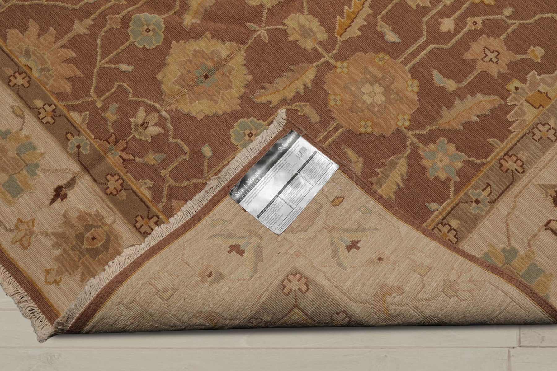 6x9 Mocha, Beige, Aqua Color Hand Knotted  100% Wool Traditional Oriental Rug