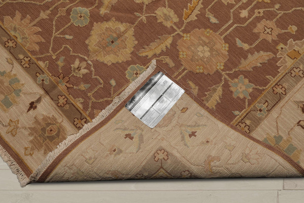 6x9 Mocha, Beige, Aqua Color Hand Knotted  100% Wool Traditional Oriental Rug