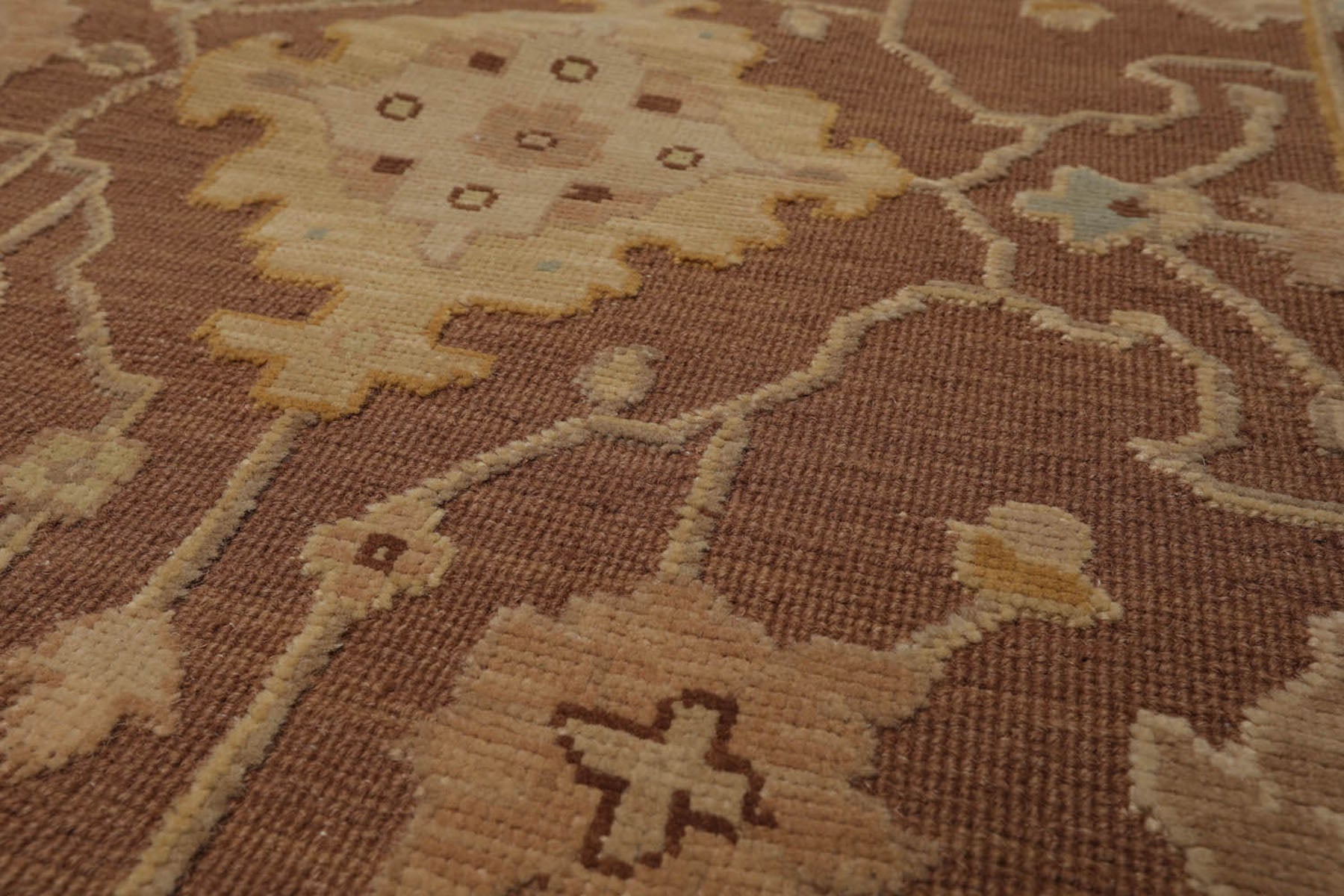 6x9 Mocha, Beige, Aqua Color Hand Knotted  100% Wool Traditional Oriental Rug