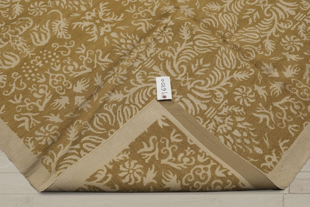 6x9 Brown, Light Gold, Color Hand Knotted  Wool & Silk Transitional Oriental Rug