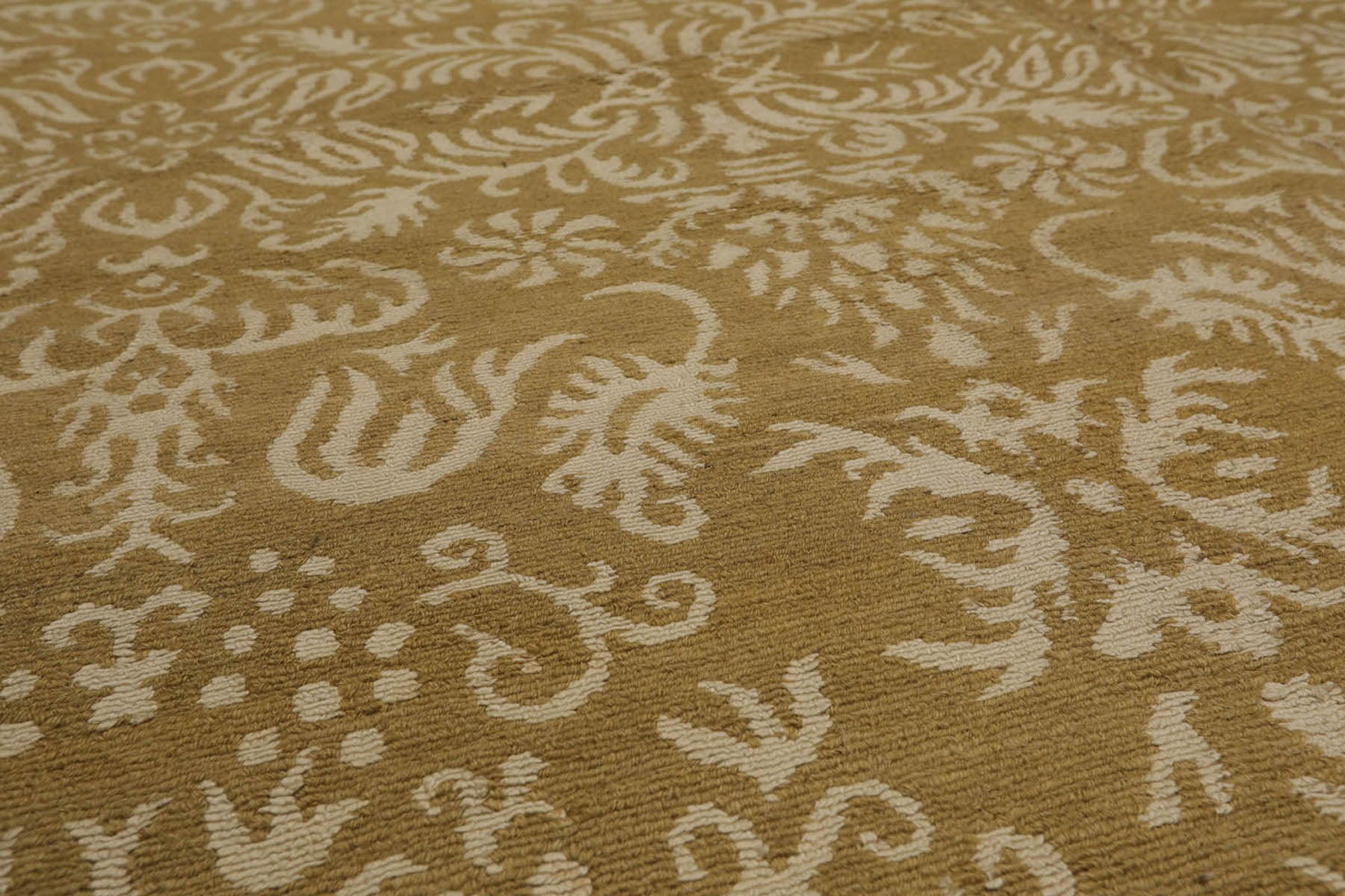 6x9 Brown, Light Gold, Color Hand Knotted  Wool & Silk Transitional Oriental Rug