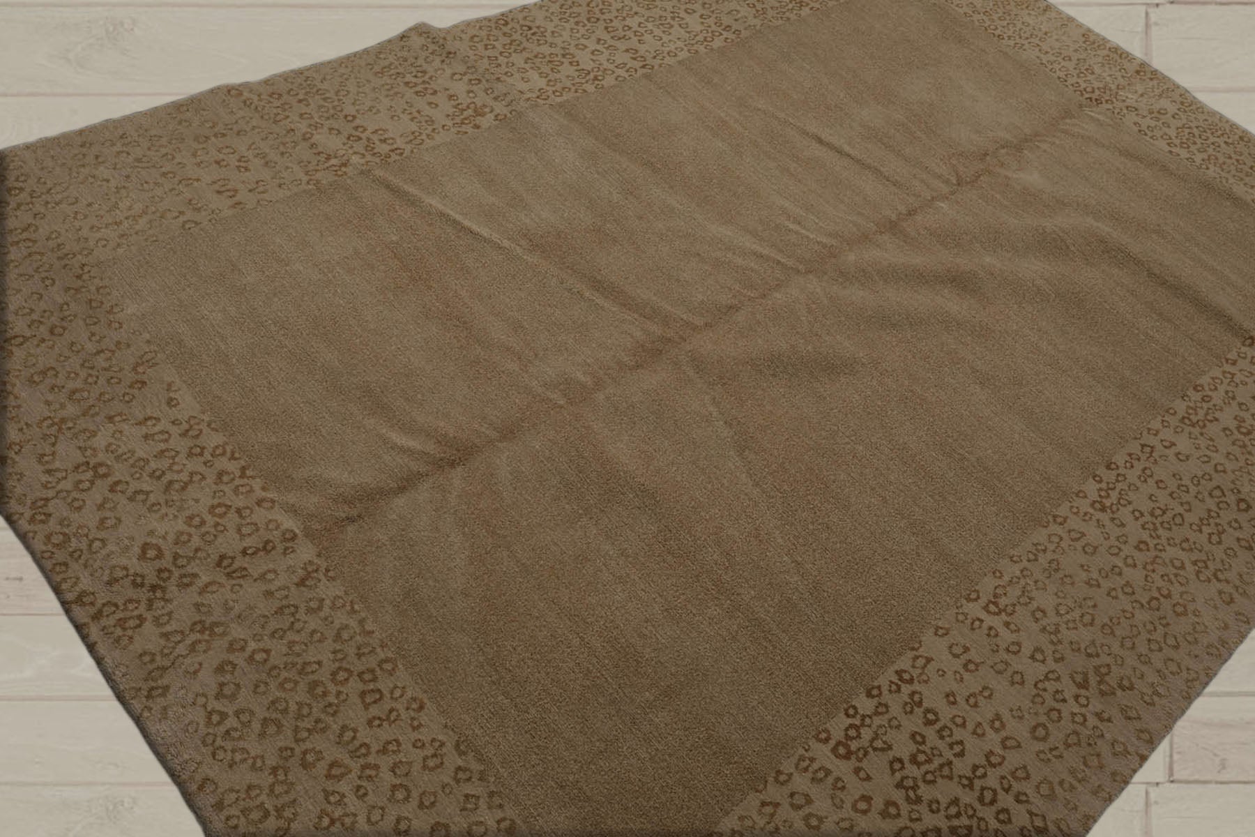 6x9 Tone on Tone Beige, , Color Hand Knotted  Wool & Silk Modern Oriental Rug