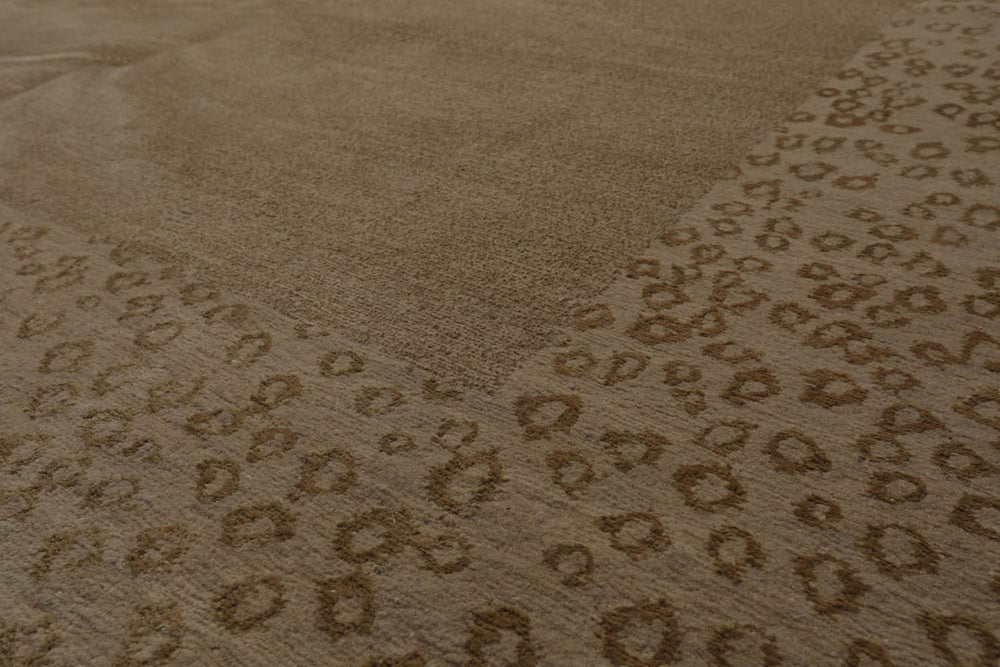 6x9 Tone on Tone Beige, , Color Hand Knotted  Wool & Silk Modern Oriental Rug