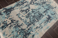 3x5 Beige, Gray, Aqua Color Hand Knotted  100% Wool Modern Oriental Rug