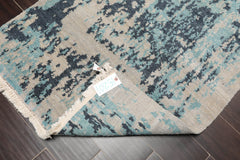 3x5 Beige, Gray, Aqua Color Hand Knotted  100% Wool Modern Oriental Rug