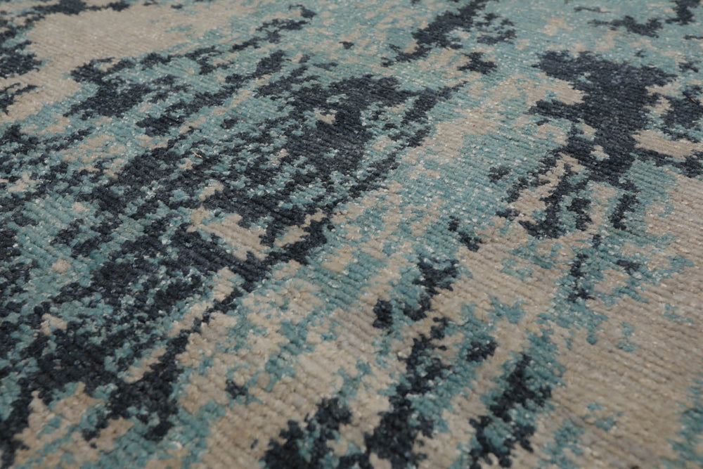 3x5 Beige, Gray, Aqua Color Hand Knotted  100% Wool Modern Oriental Rug