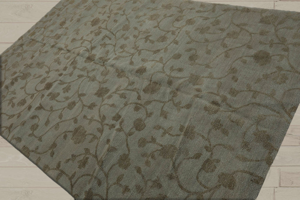 6x9 Gray, Green, Color Hand Knotted  100% Wool Transitional Oriental Rug
