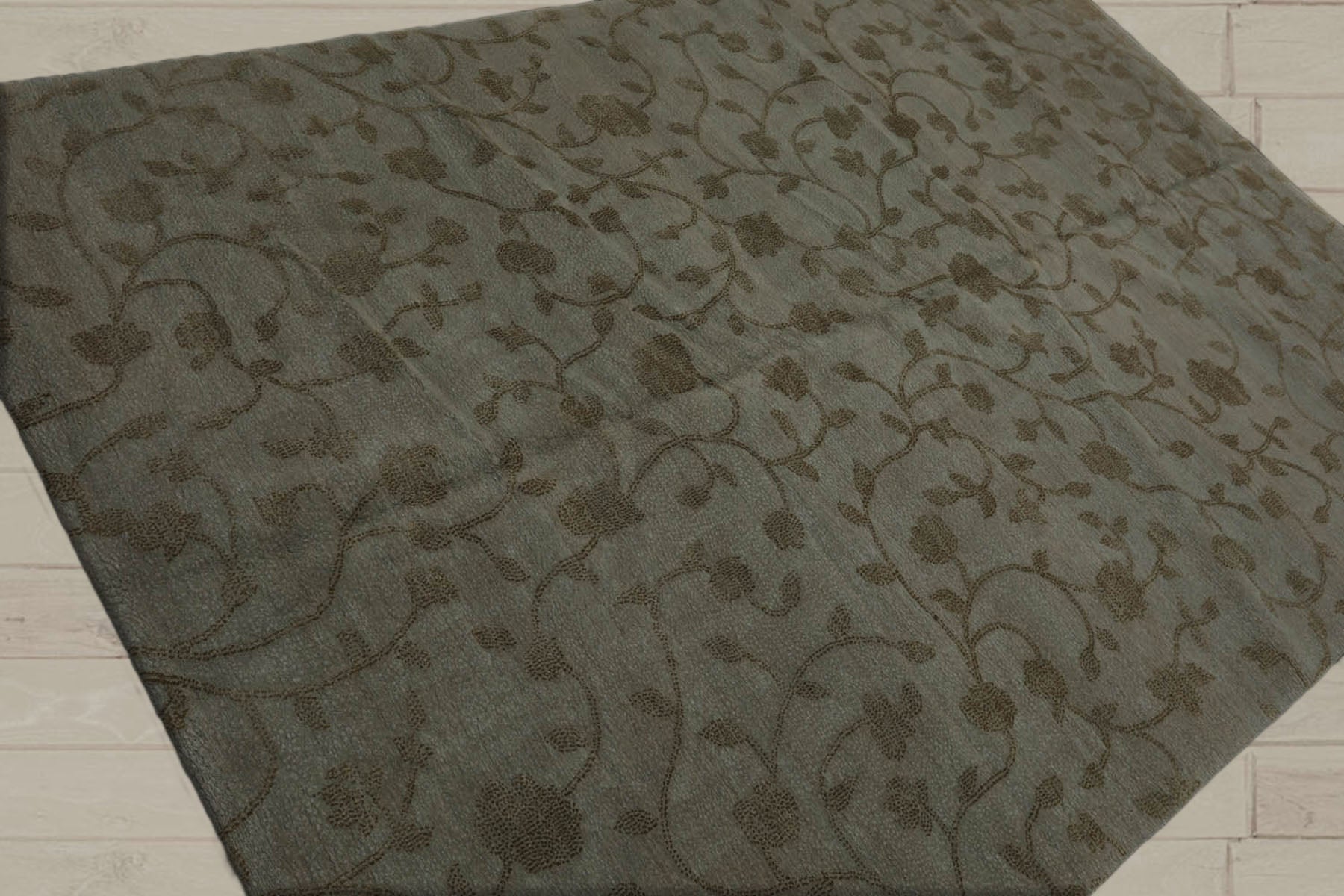 6x9 Gray, Green, Color Hand Knotted  100% Wool Transitional Oriental Rug