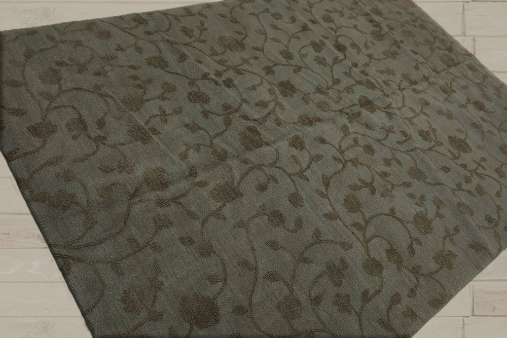 6x9 Gray, Green, Color Hand Knotted  100% Wool Transitional Oriental Rug