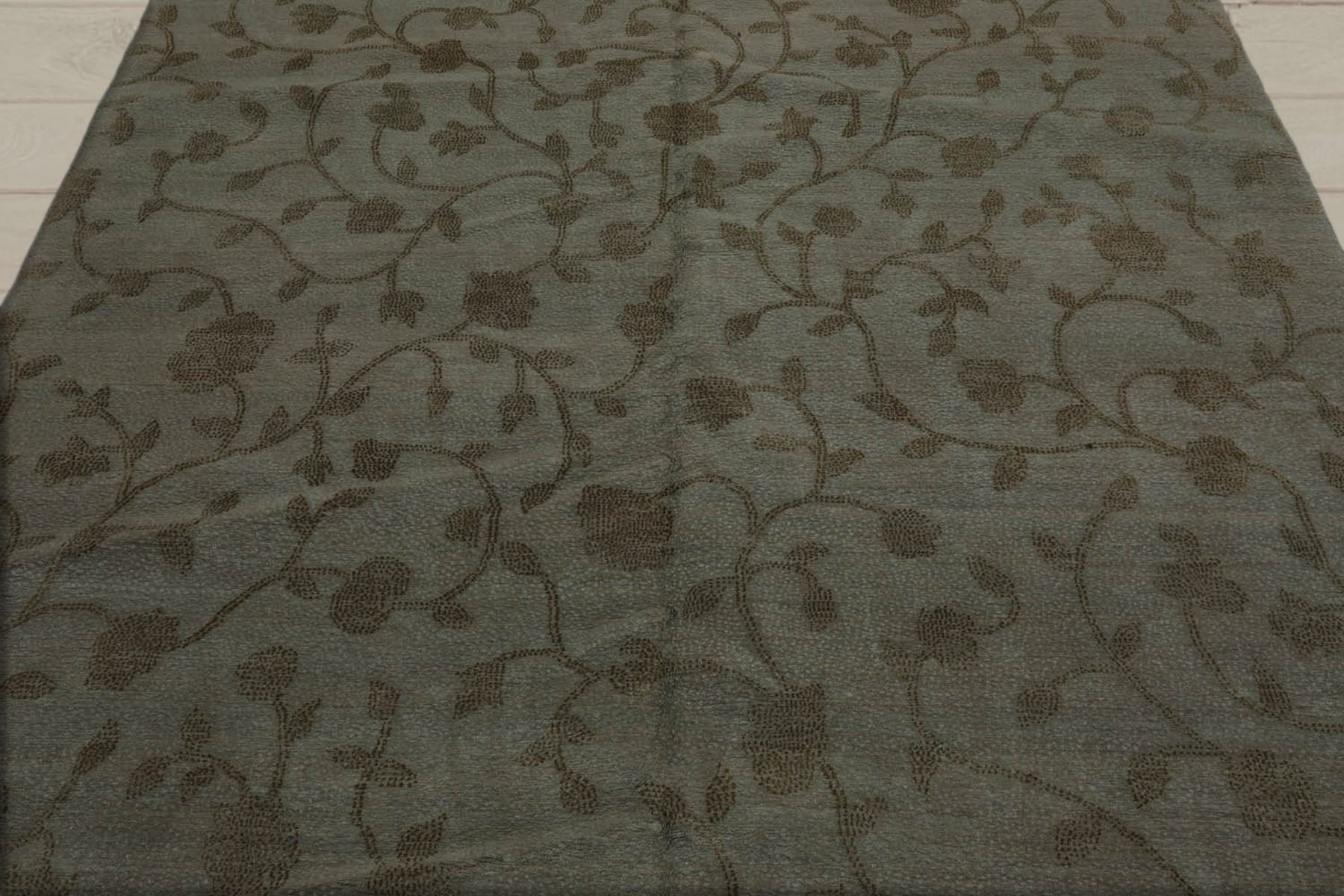 6x9 Gray, Green, Color Hand Knotted  100% Wool Transitional Oriental Rug