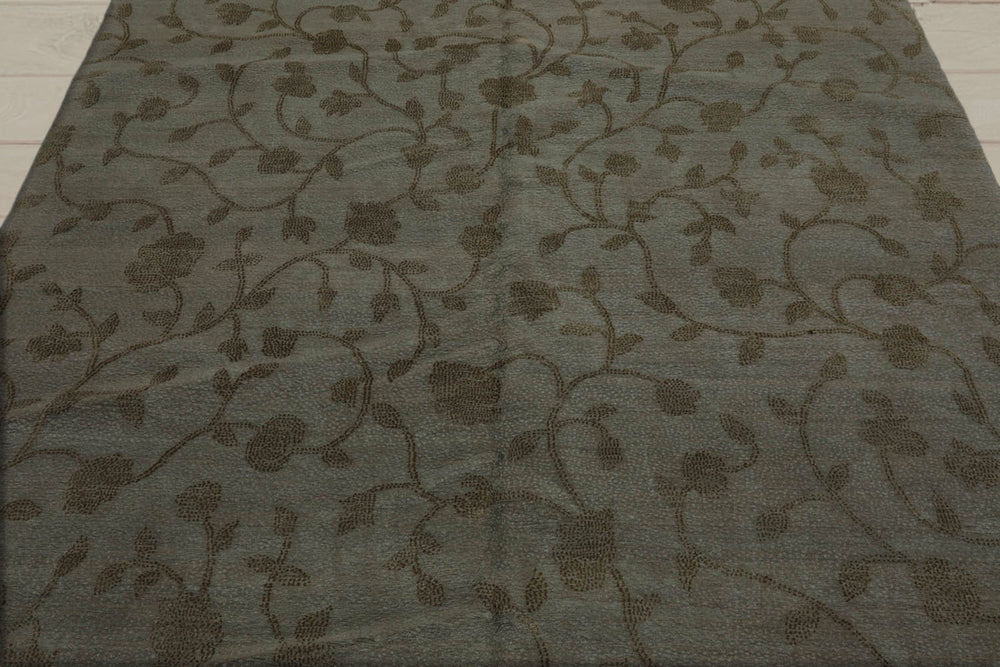 6x9 Gray, Green, Color Hand Knotted  100% Wool Transitional Oriental Rug