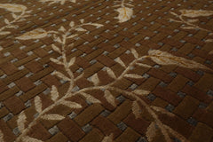 8x10 Brown, Gold, Gray Color Hand Knotted  Wool & Silk Traditional Oriental Rug