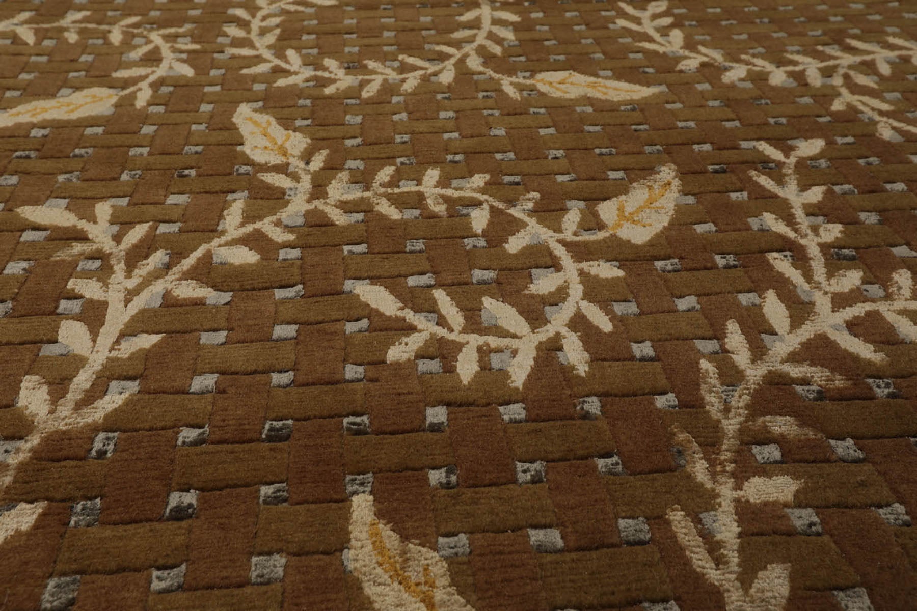 8x10 Brown, Gold, Gray Color Hand Knotted  Wool & Silk Traditional Oriental Rug