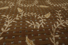 8x10 Brown, Gold, Gray Color Hand Knotted  Wool & Silk Traditional Oriental Rug