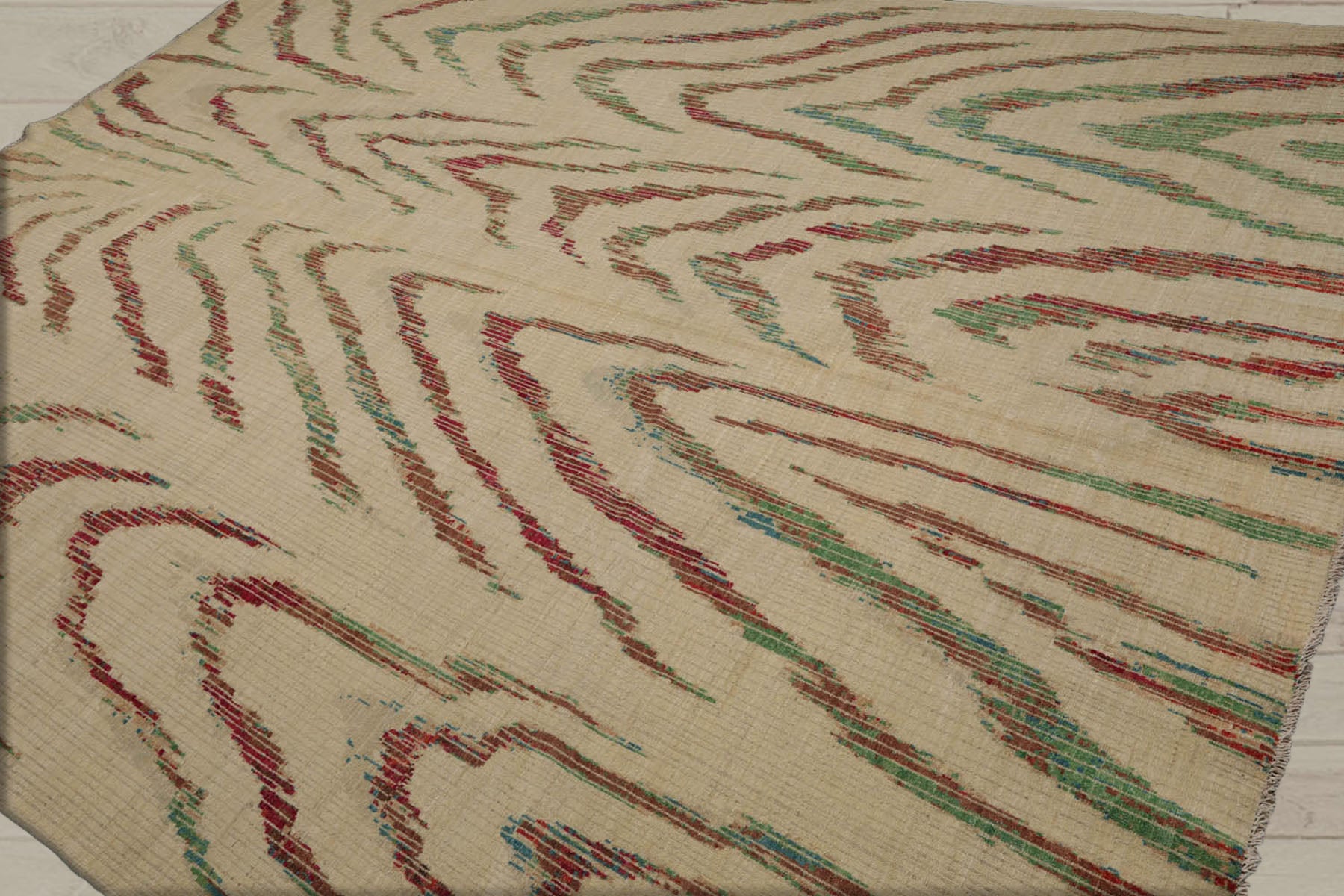 8x11 Beige, Brown, Cranberry Color Hand Knotted Peshawar 100% Wool Modern Oriental Rug