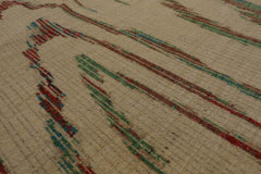 8x11 Beige, Brown, Cranberry Color Hand Knotted Peshawar 100% Wool Modern Oriental Rug