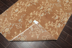 4x6 Caramel, Beige, Aqua Color Hand Knotted  100% Wool Transitional Oriental Rug