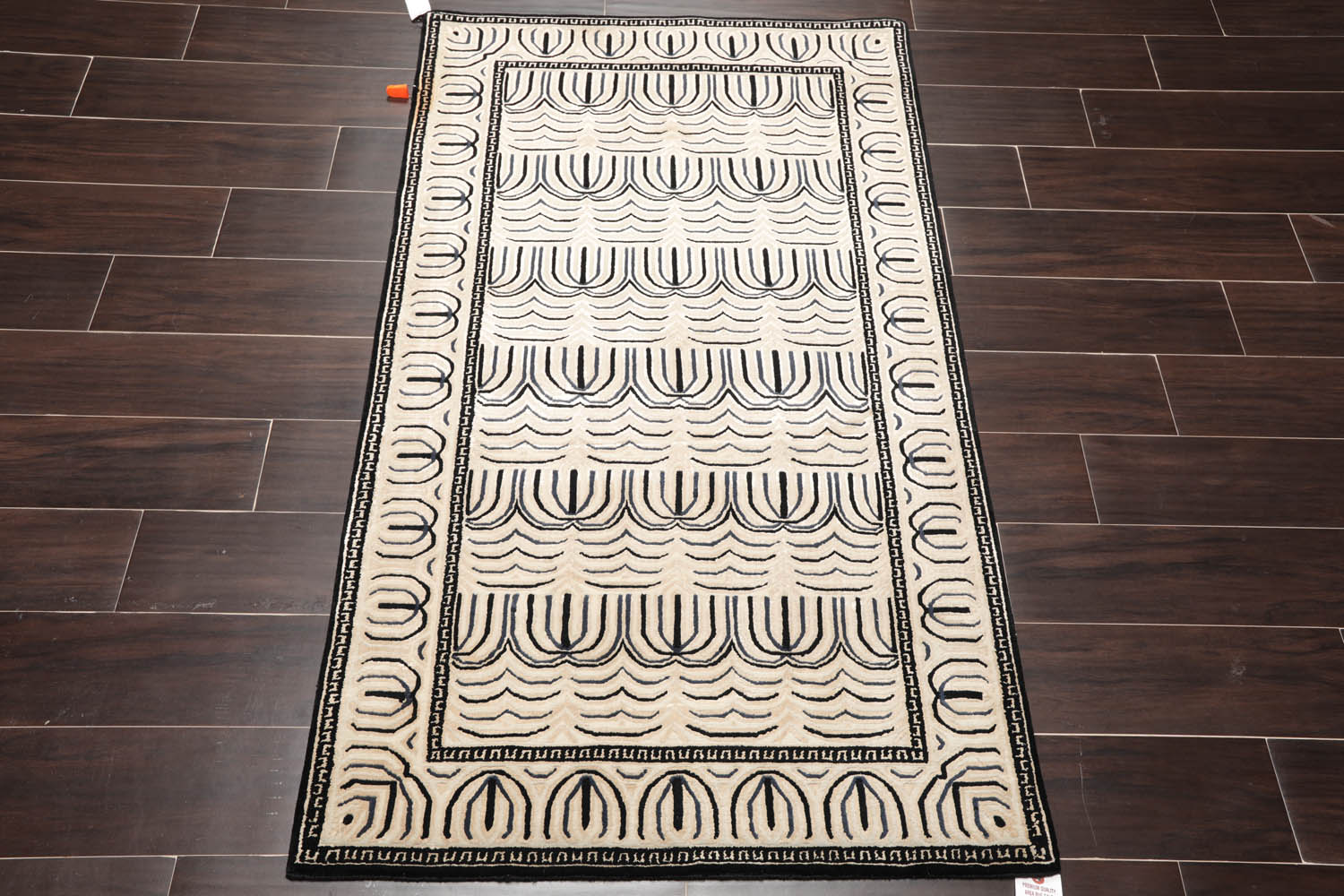 3x5 Cream, Gray, Black Color Hand Knotted  100% Wool Modern Oriental Rug