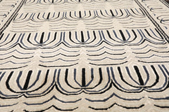 3x5 Cream, Gray, Black Color Hand Knotted  100% Wool Modern Oriental Rug