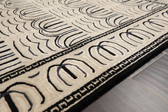 3x5 Cream, Gray, Black Color Hand Knotted  100% Wool Modern Oriental Rug