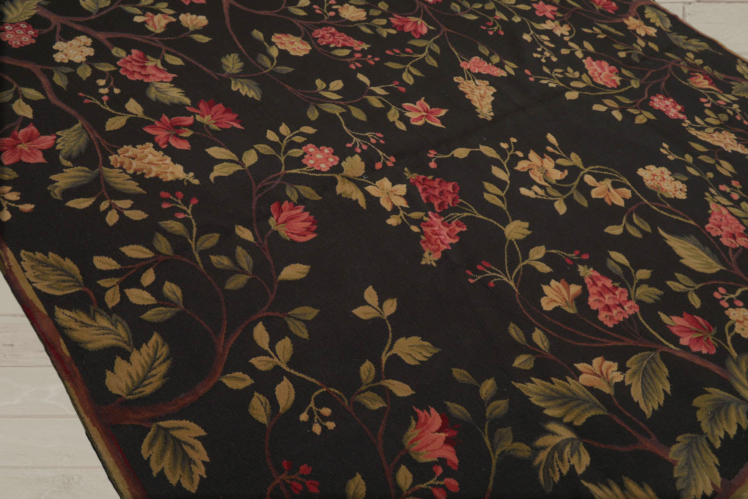 8x10 Dark Green, Lime, Rose Color Hand Knotted  100% Wool Traditional Oriental Rug