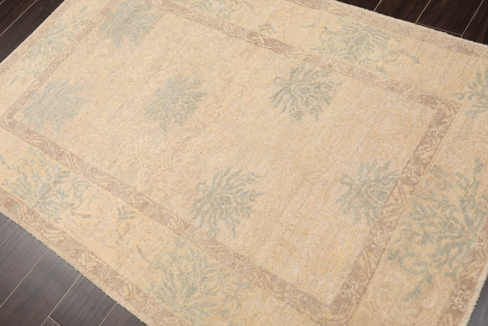 4x6 Beige, Taupe, Slate Color Hand Knotted  100% Wool Transitional Oriental Rug