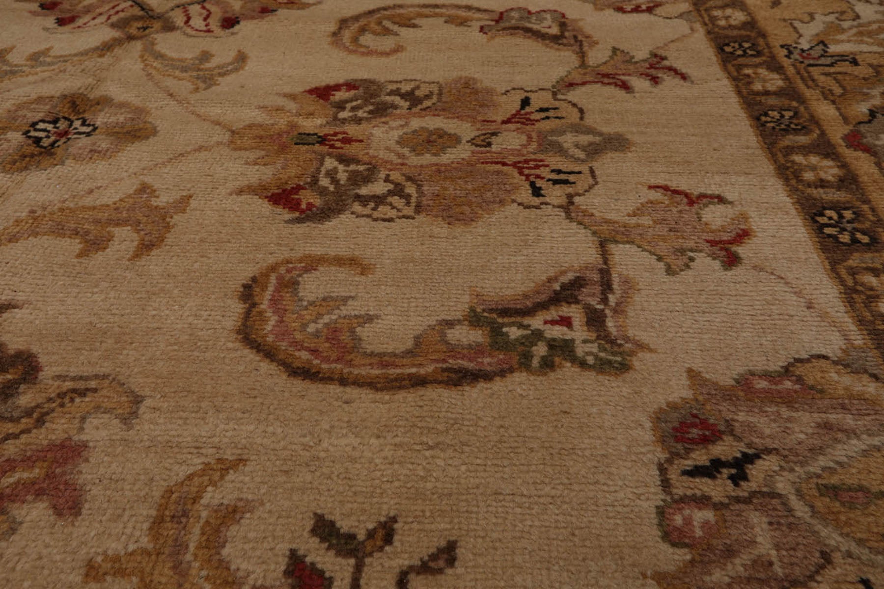 8x10 Beige, Caramel, Brown Color Hand Knotted Turkish Oushak 100% Wool Traditional Oriental Rug