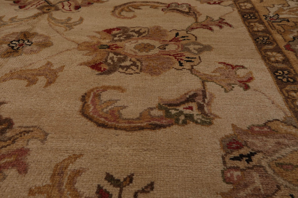 8x10 Beige, Caramel, Brown Color Hand Knotted Turkish Oushak 100% Wool Traditional Oriental Rug