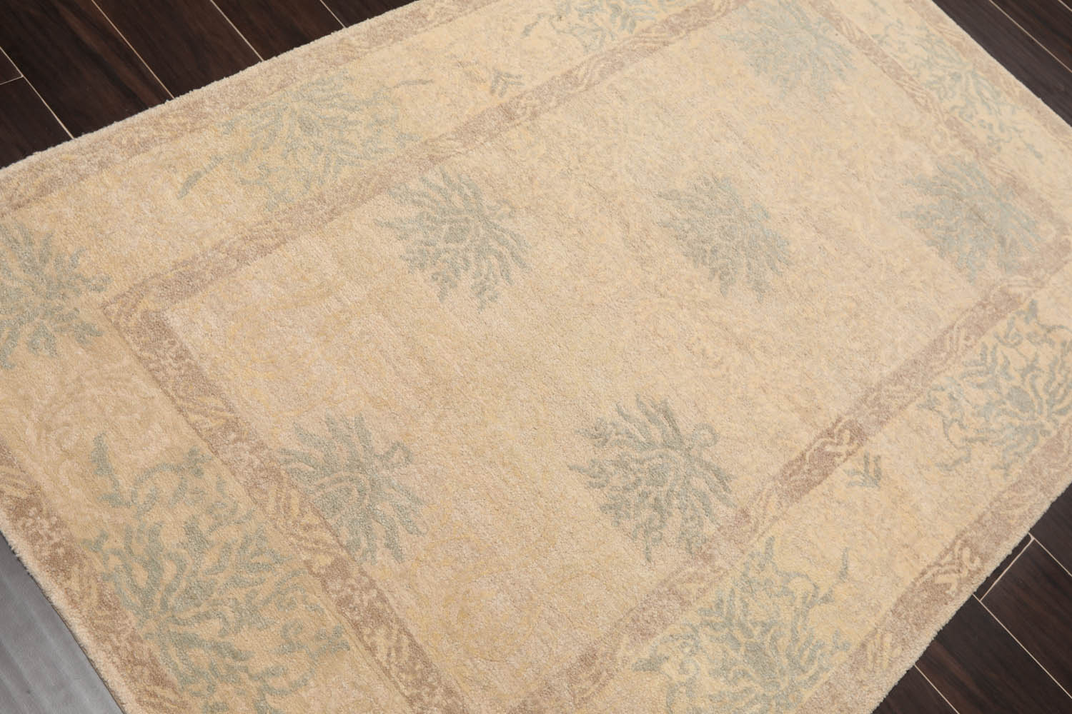 4x6 Beige, Taupe, Slate Color Hand Knotted  100% Wool Transitional Oriental Rug